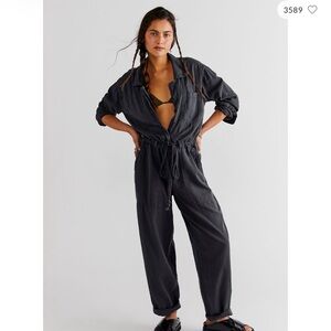 Free People Quinn Coveralls- Black